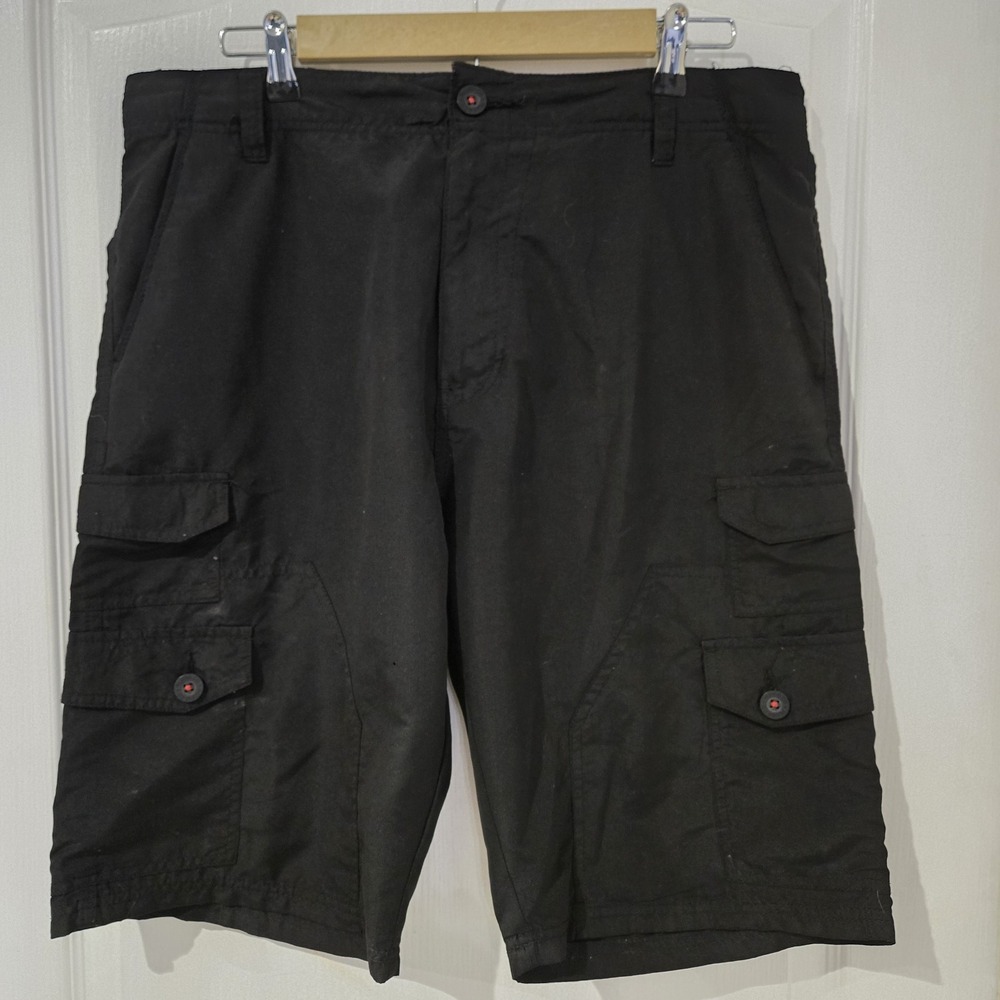 Mens 34x11 Black Plugg Cargo Shorts